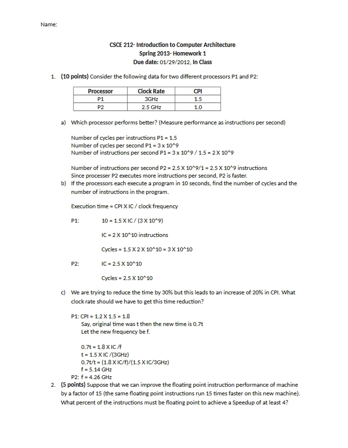 Solution to Assignment 1