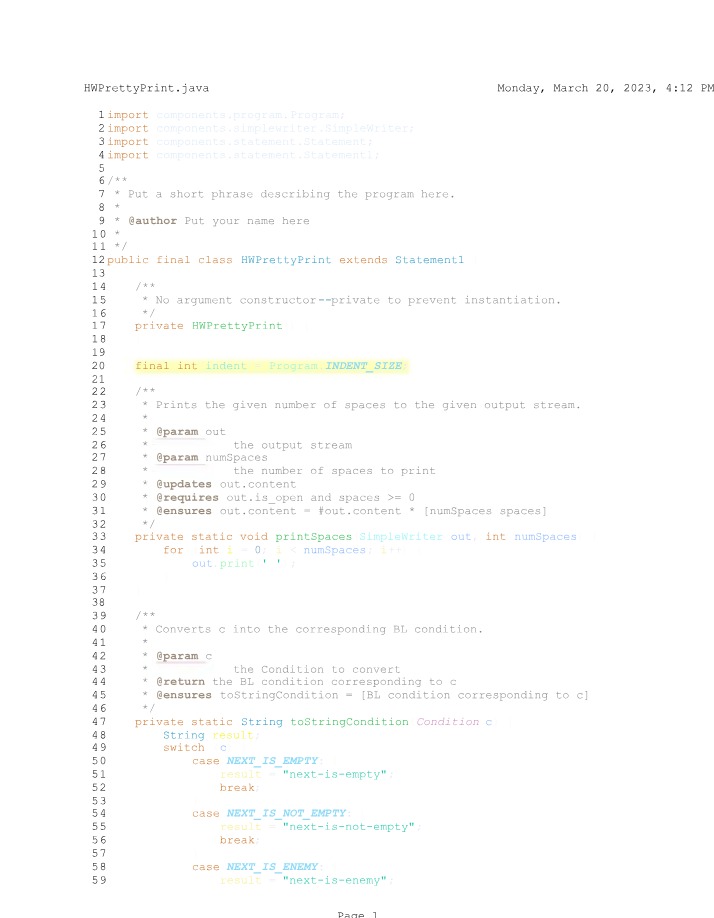 Pretty Print Java Source Code