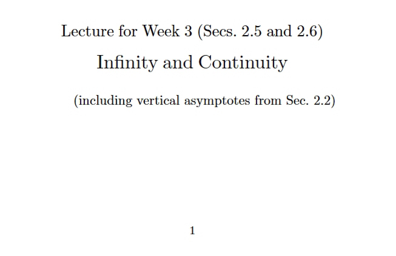 Lecture Content for Sections 2.5 and 2.6