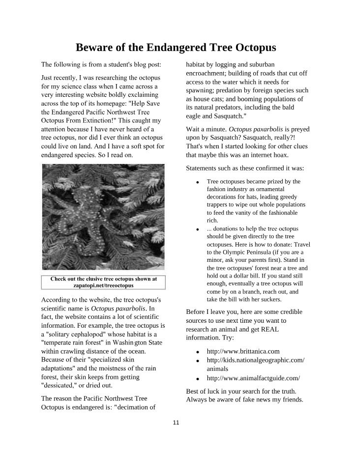 The Endangered Tree Octopus Hoax Exposed