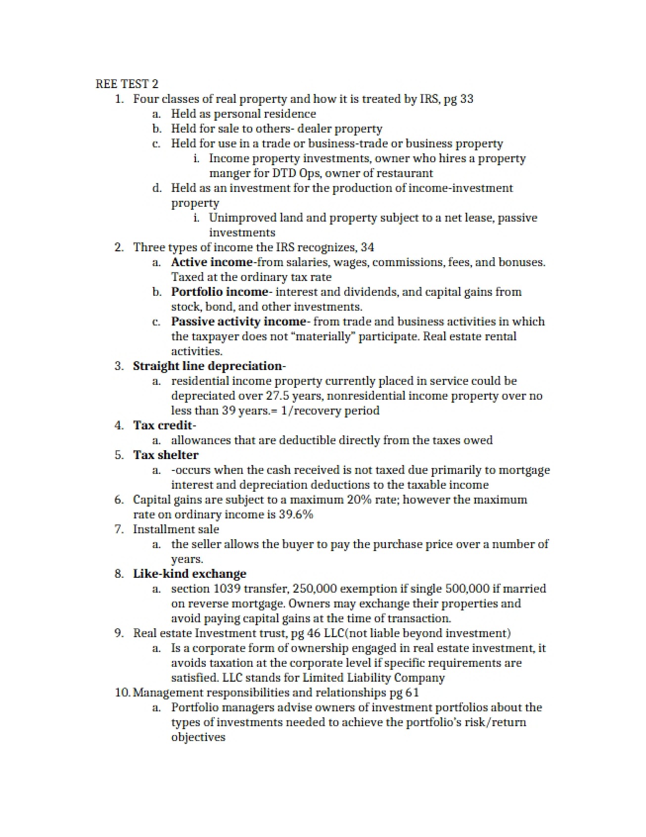 Real Estate Class Notes
