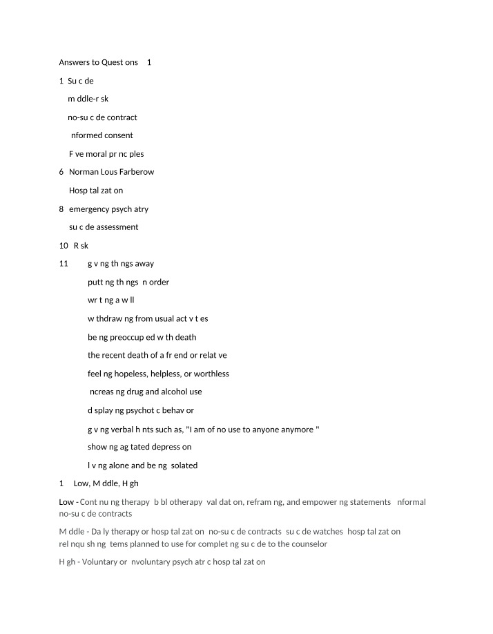 Suicide Assessment - Intervention Strategies and Warning Signs