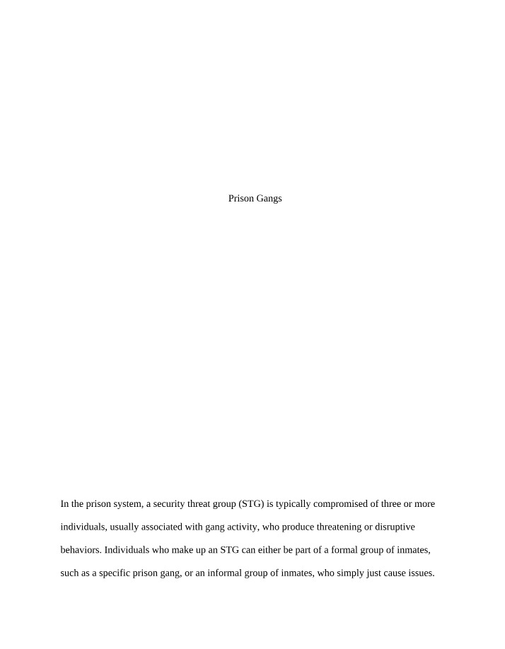 Prison Gangs - Assignment 7