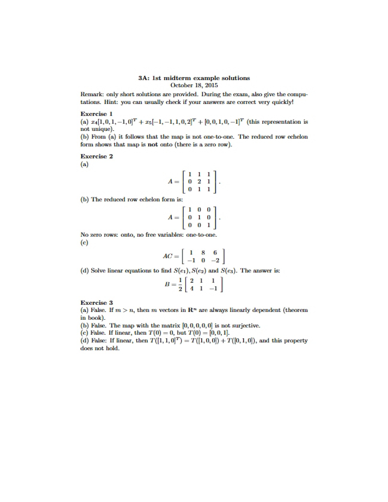 Linear Algebra Midterm