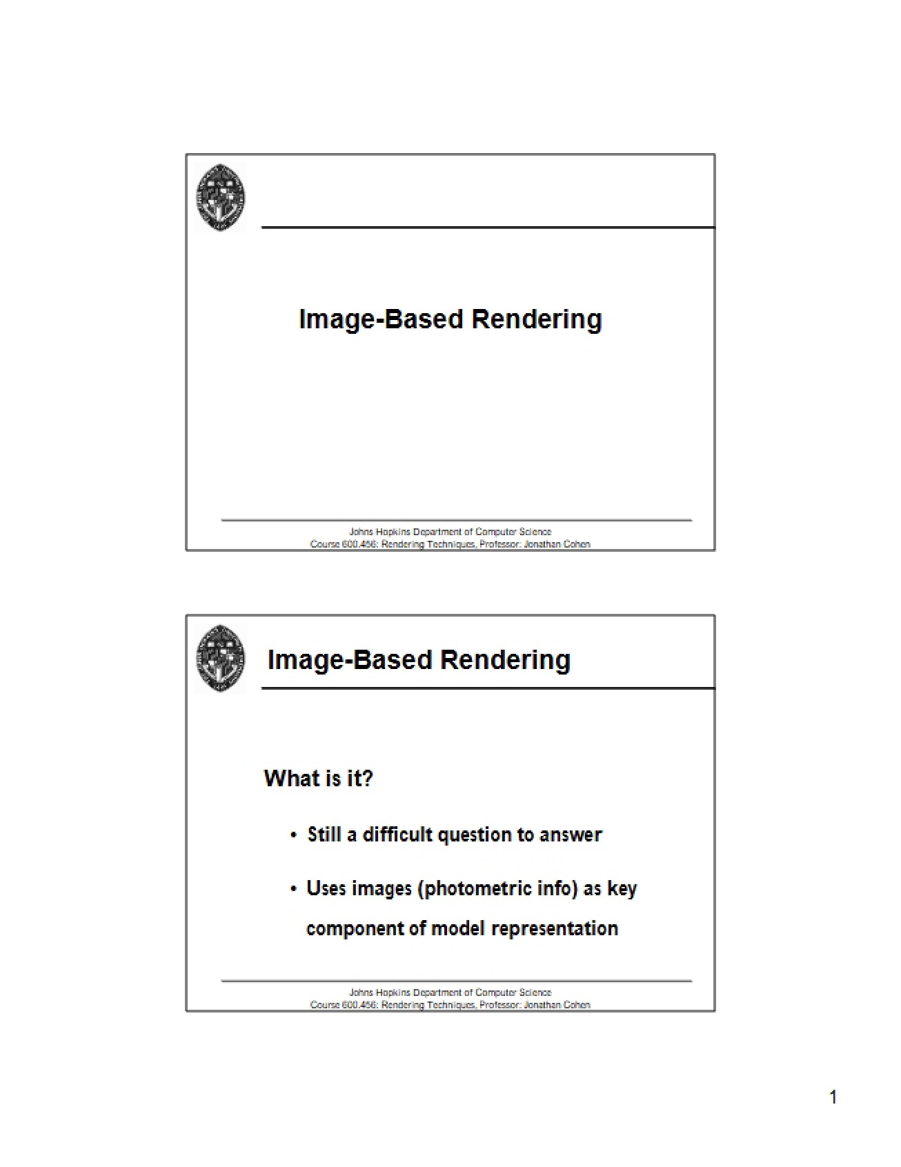 Rendering Techniques for Images