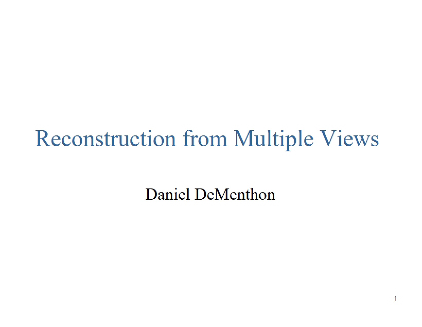 Multiple View Reconstruction