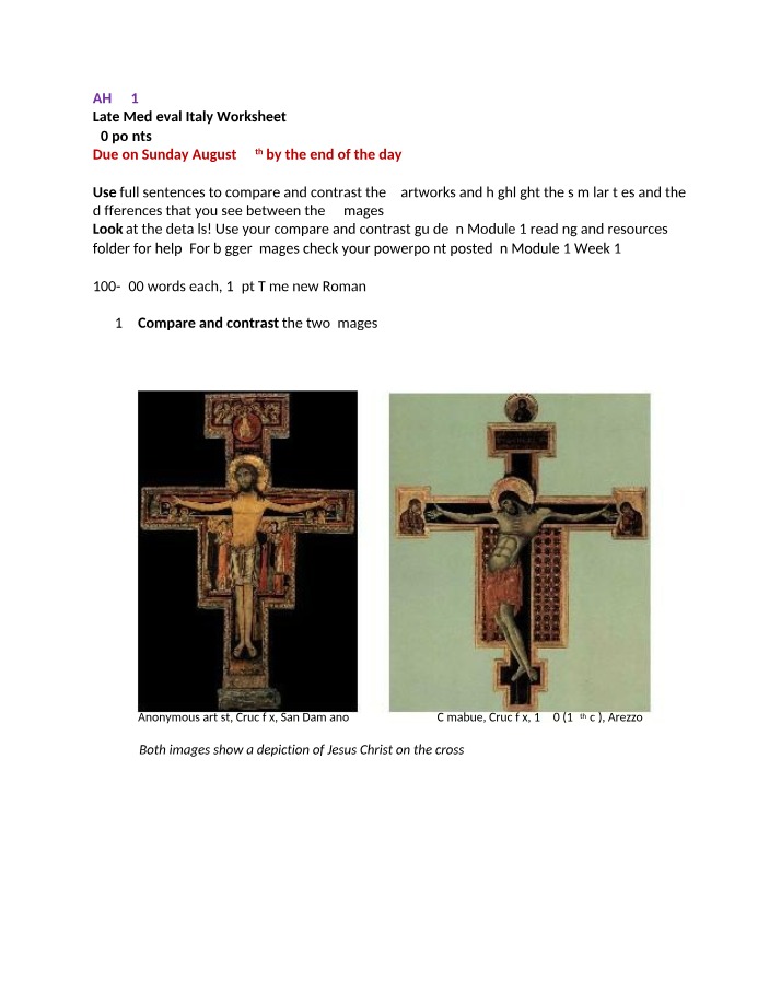 Worksheet on Late Medieval Italy