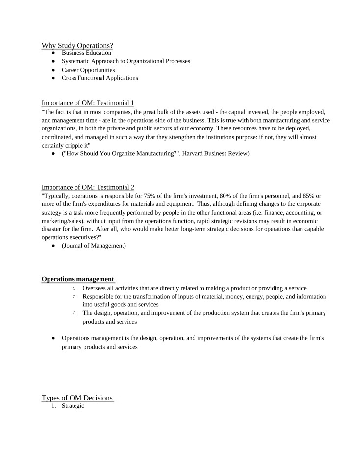 Significance of Operations Management