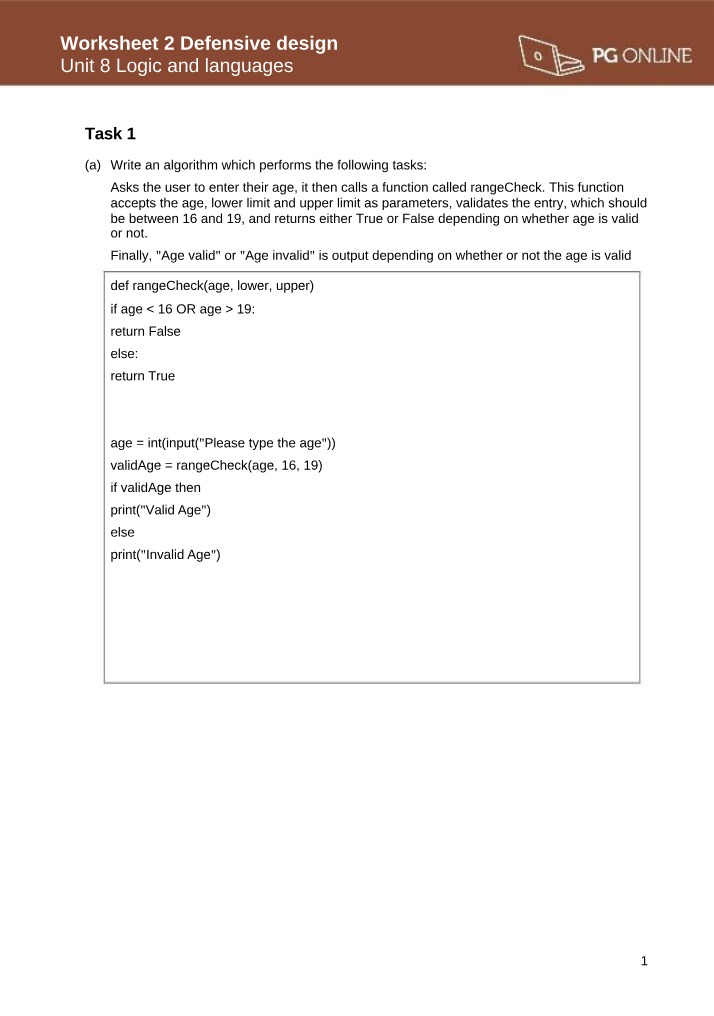 Age and Quantity Validation - Defensive Design Algorithm