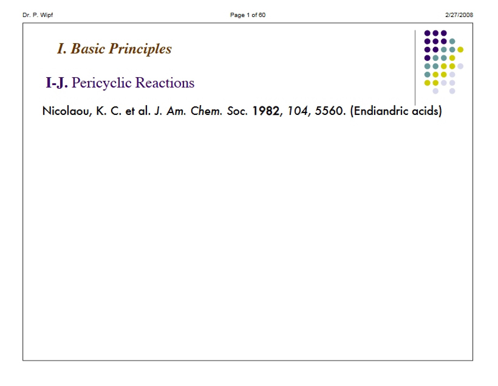 Pericyclic System Reactions