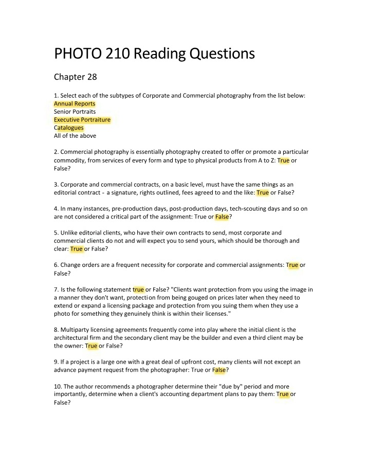 Chapter 28 Reading Questions