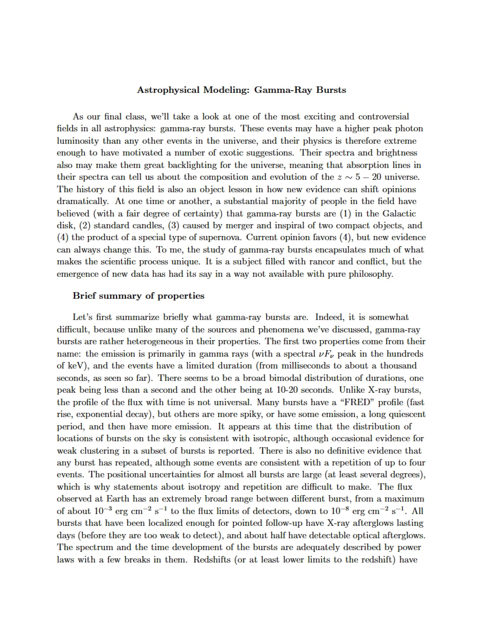 Gamma-Ray Burst Modeling