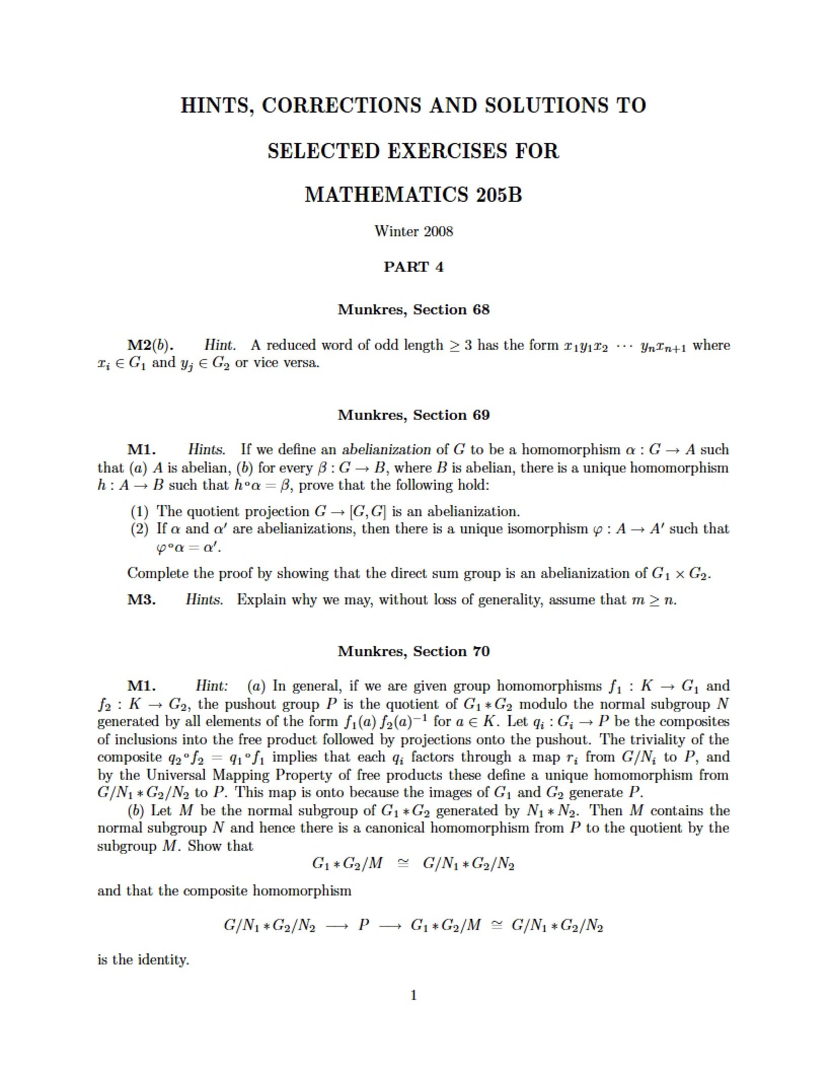 Corrections and Hints for Selected Exercises