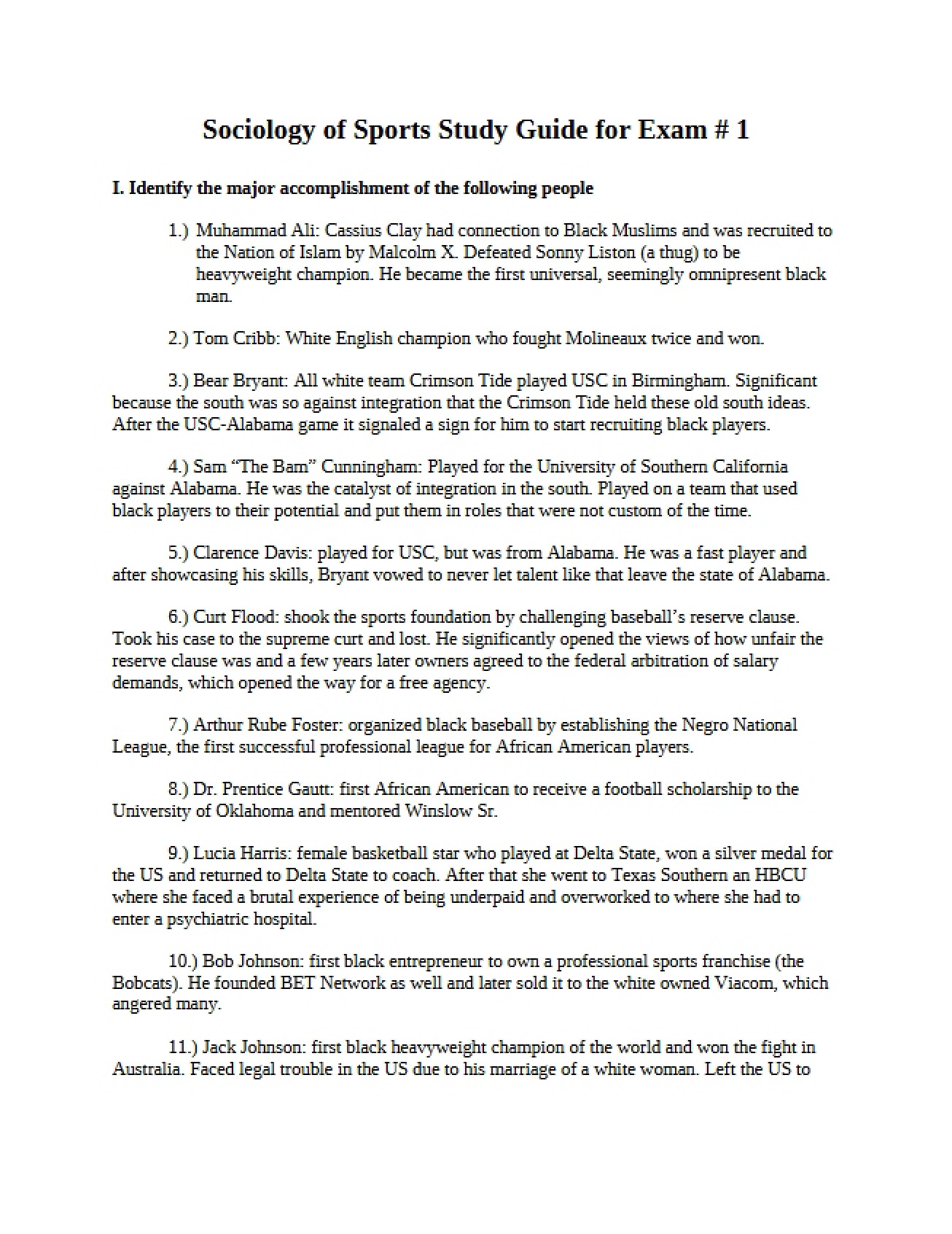 Sociology of Sports Overview