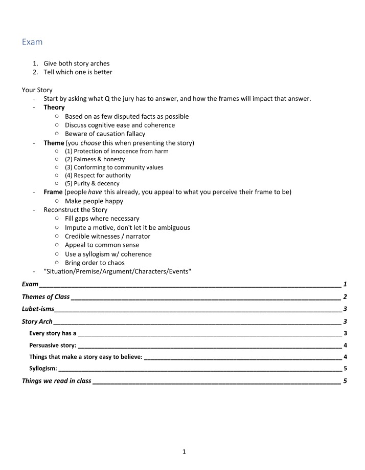 Story Arches, Themes, and Persuasion - Exam Notes