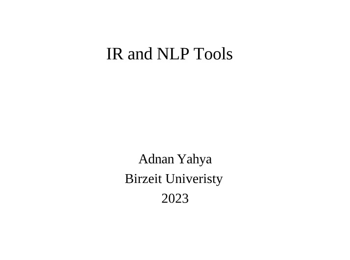 IR and NLP Tools for Search Engines