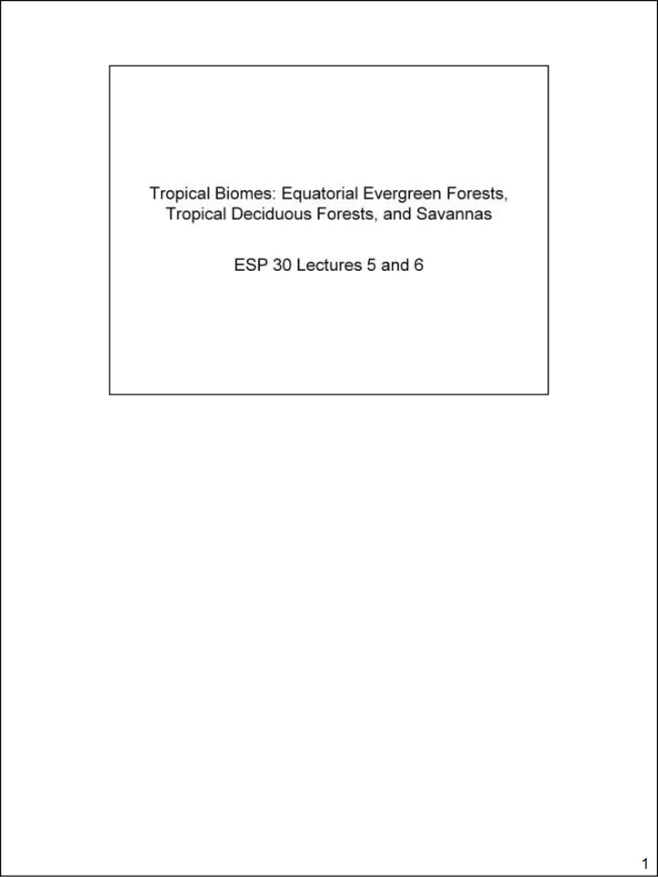 World Ecosystems and Geography Lecture Notes