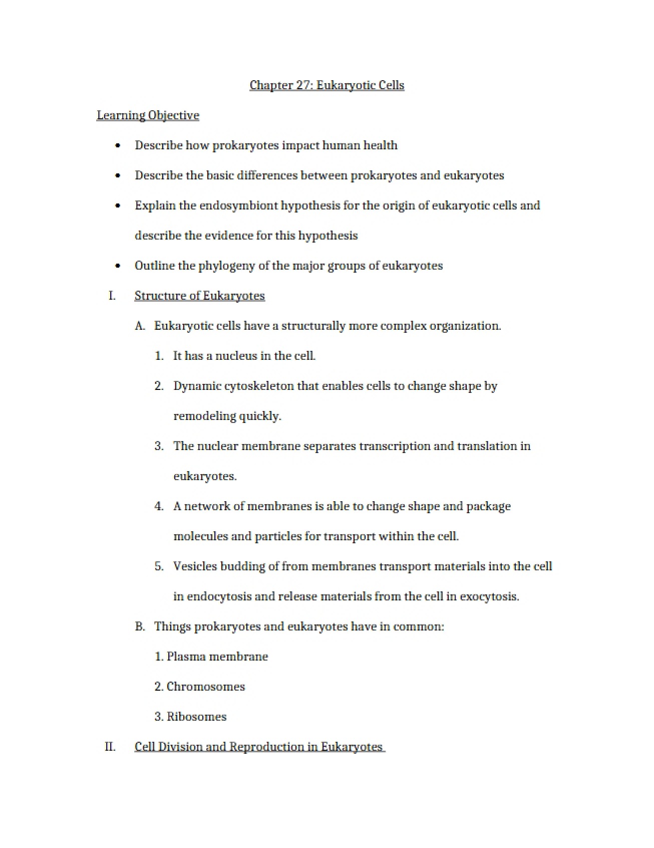 Eukaryotic Cells Chapter 27