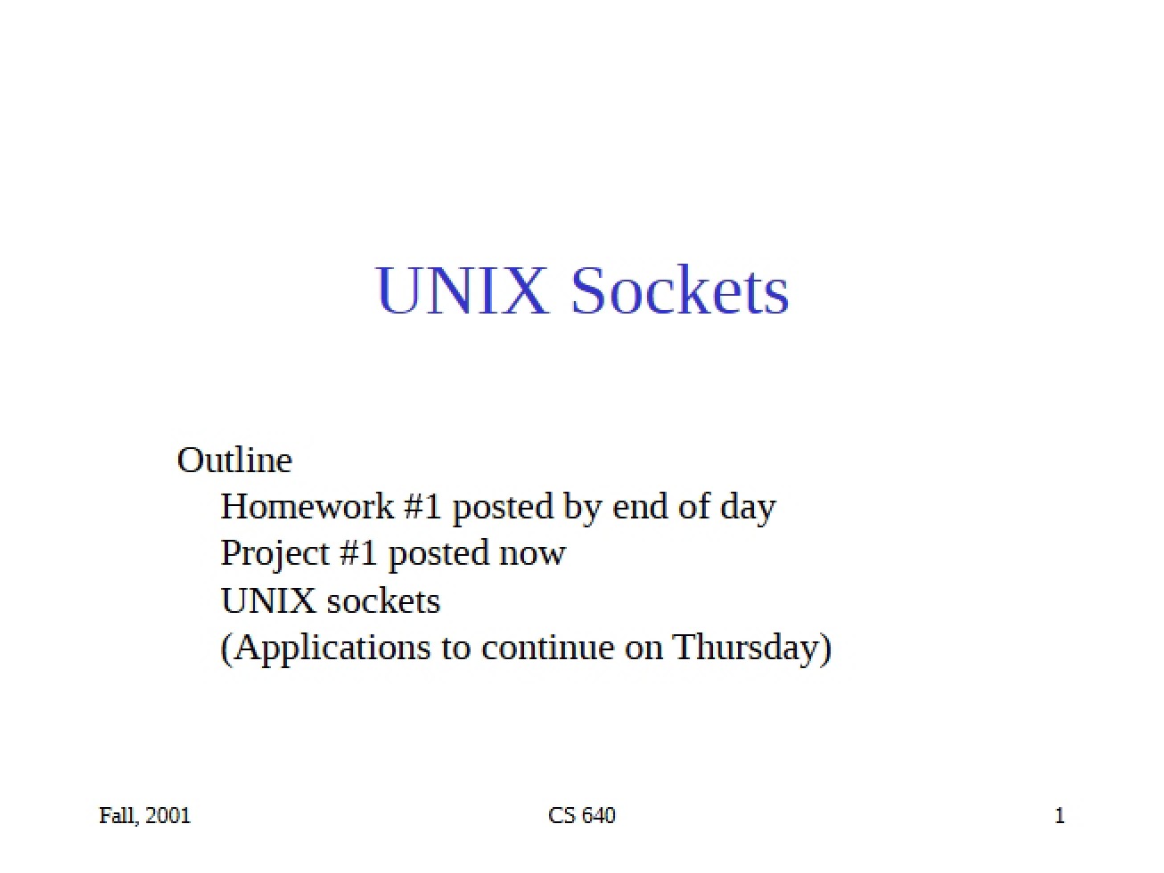 Sockets in UNIX