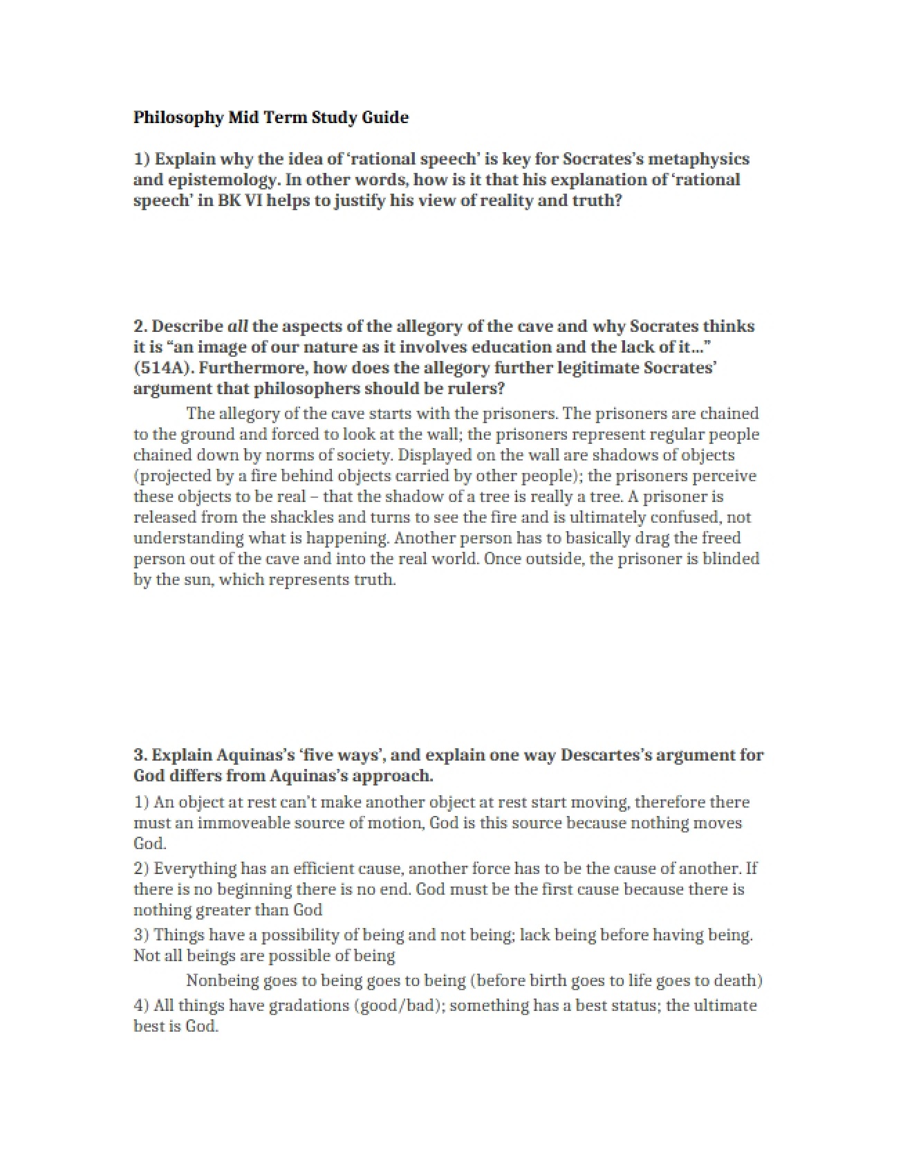 Midterm Philosophy Study Guide