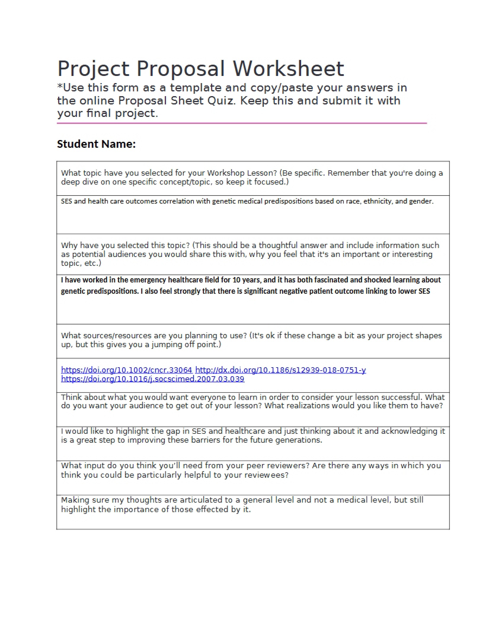 Worksheet for Cory Page Project Proposal
