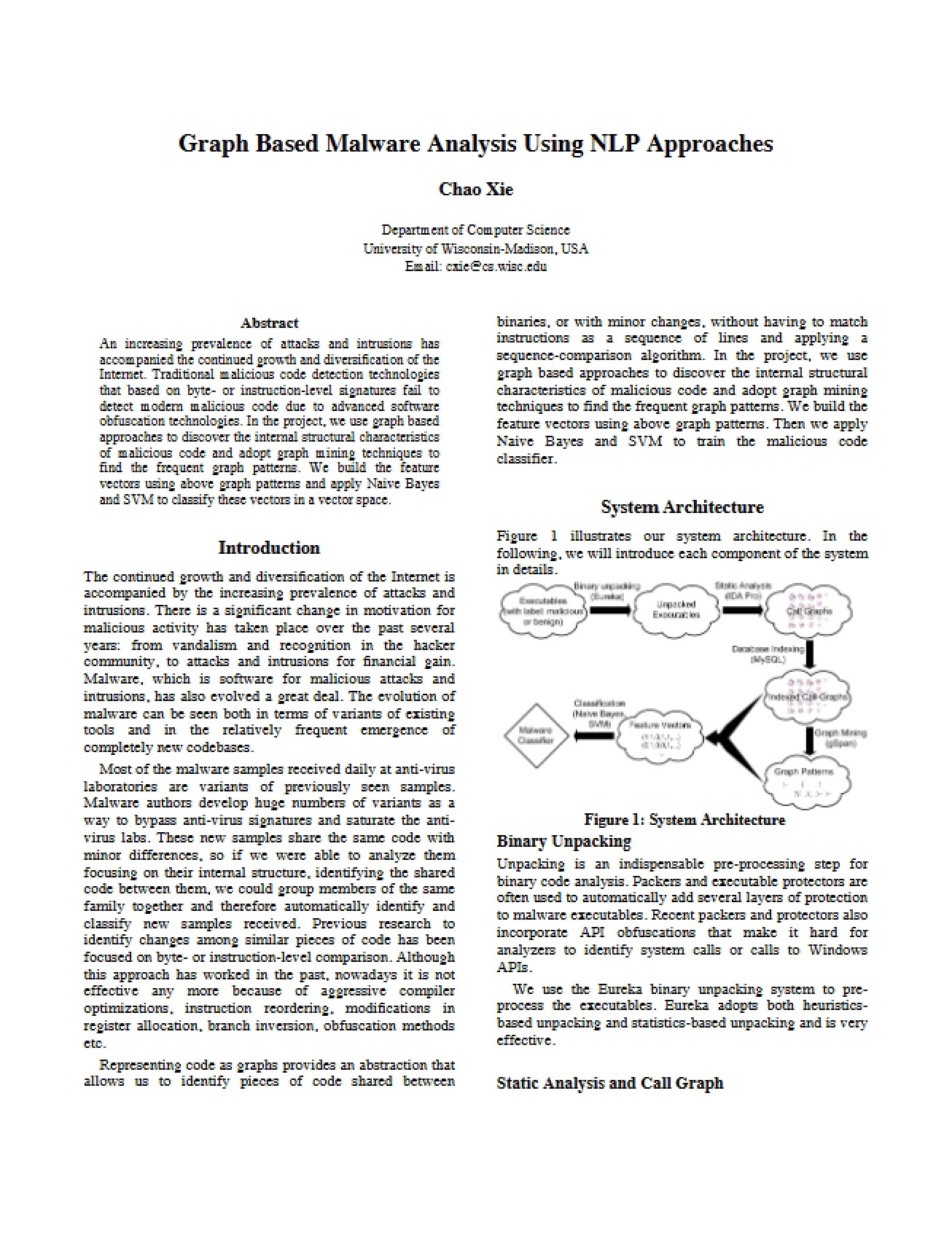 NLP Approaches for Graph Based Malware Analysis