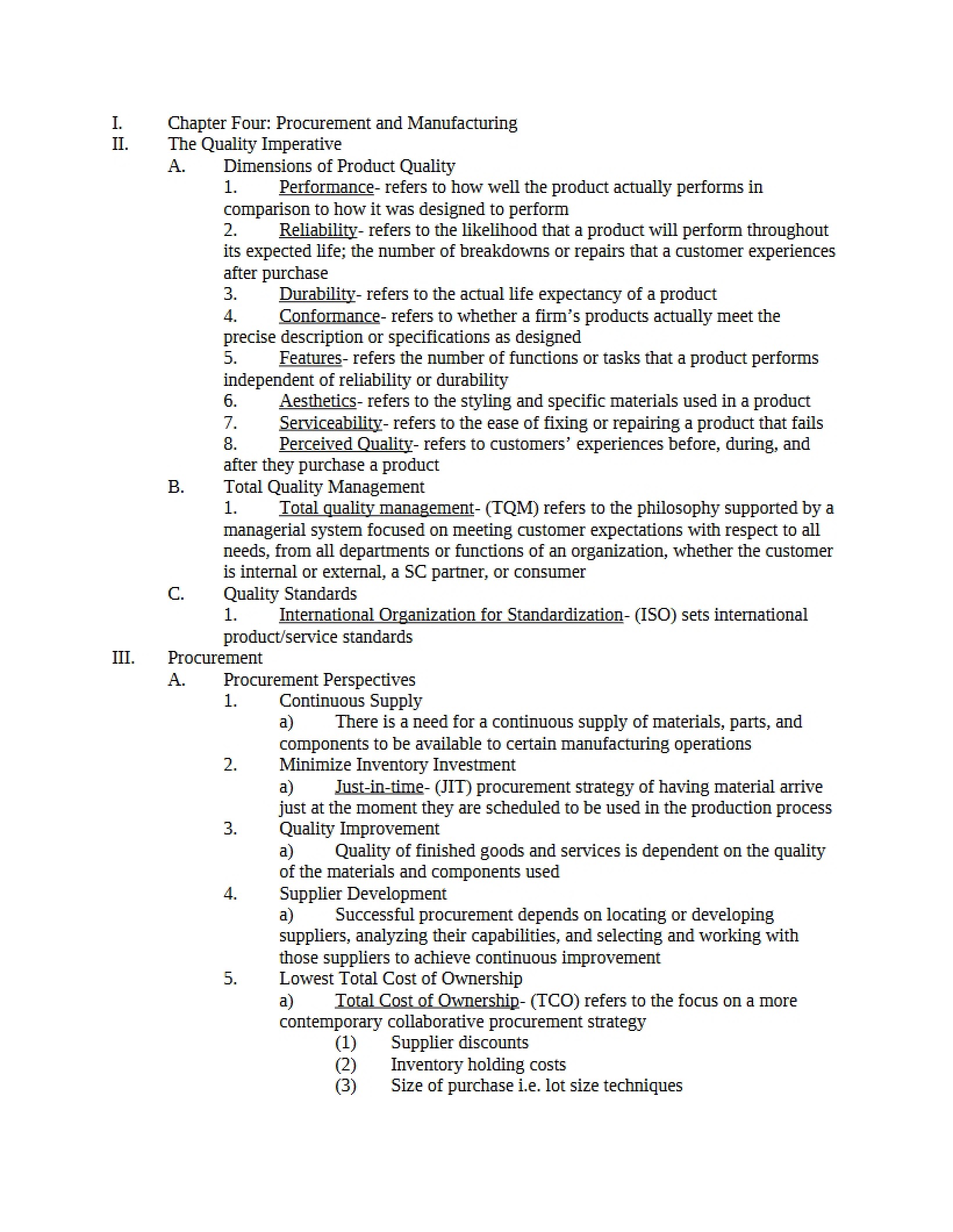Logistics - Chapter 4