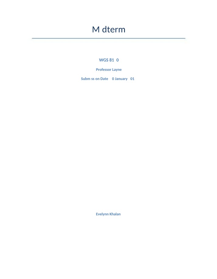 Midterm for WOMEN'S ST 1022G