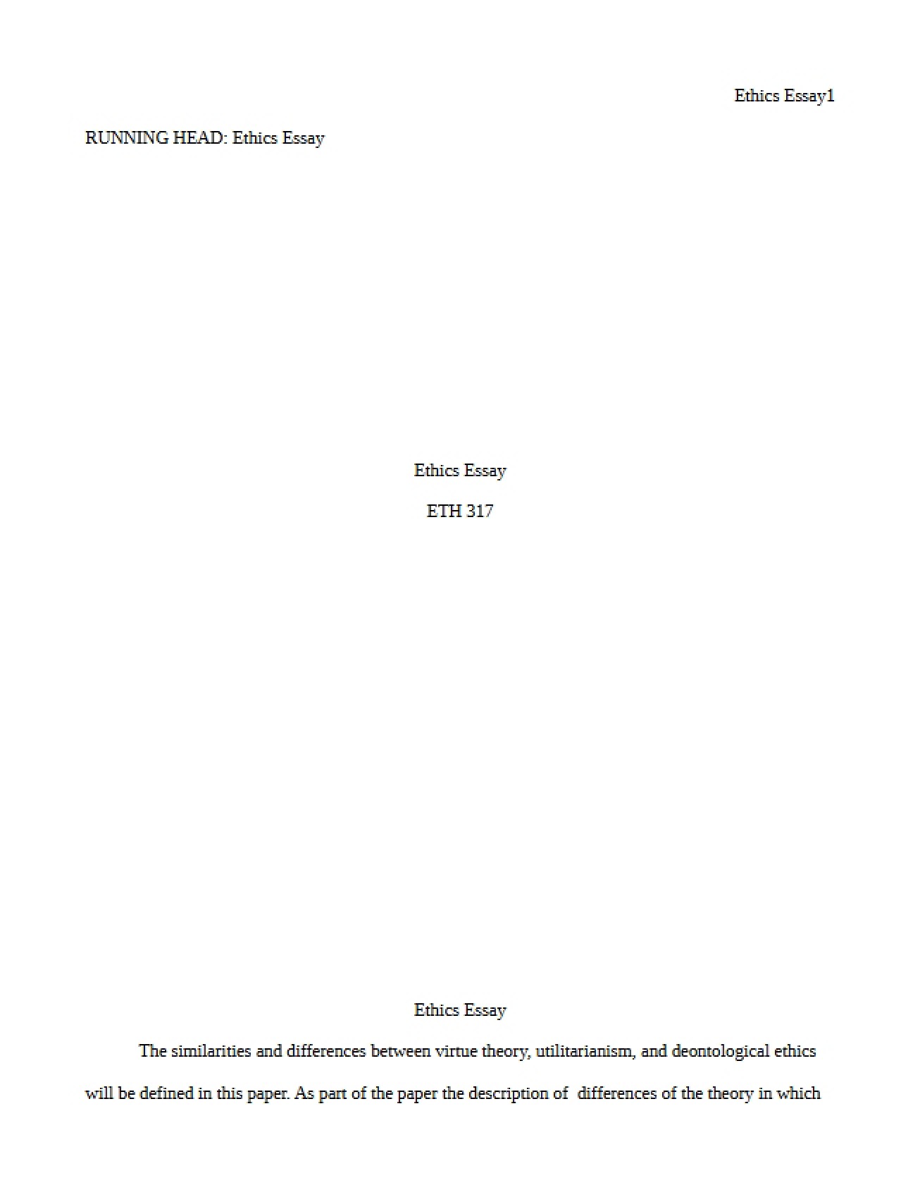 Paper on Ethics
