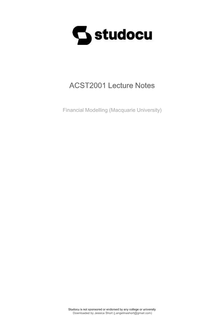Lecture Notes for ACST2001