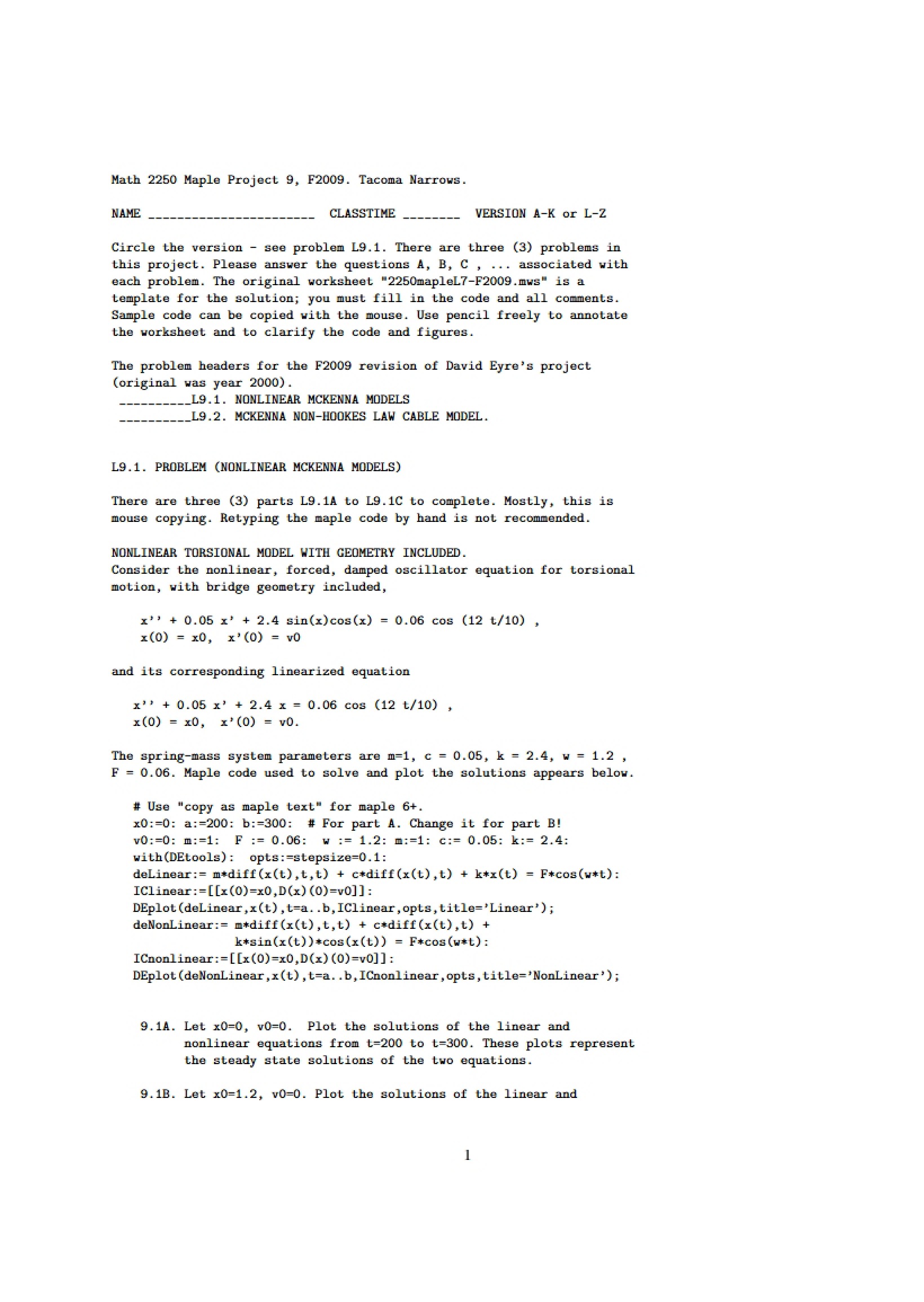 Project for Maple