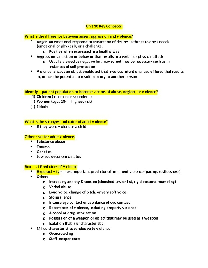 Anger, Aggression, and Violence - Key Concepts