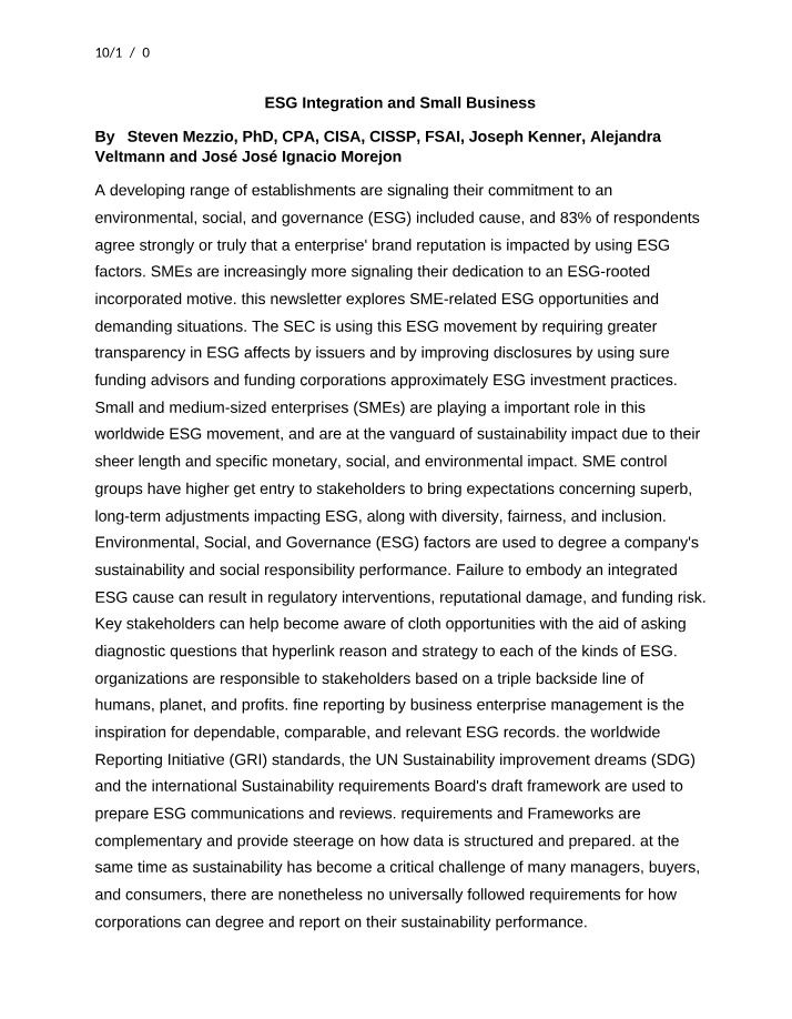 ESG Integration for Small Business