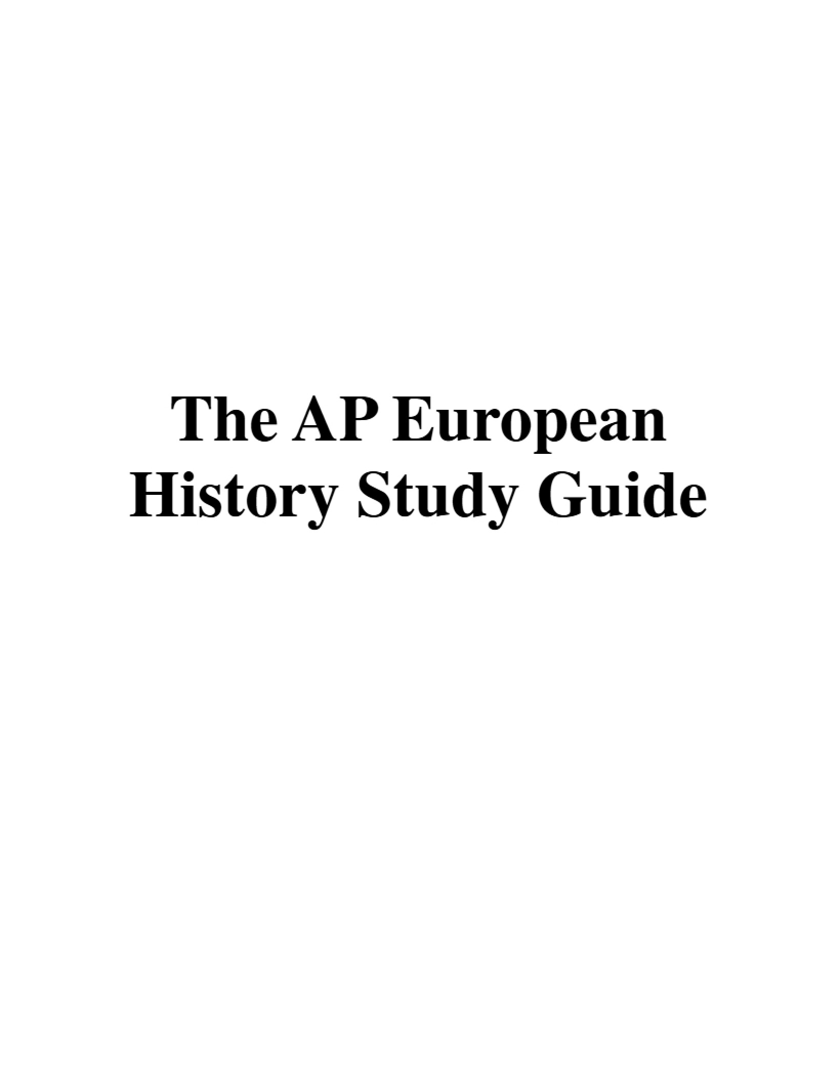 Study Guide AP European History
