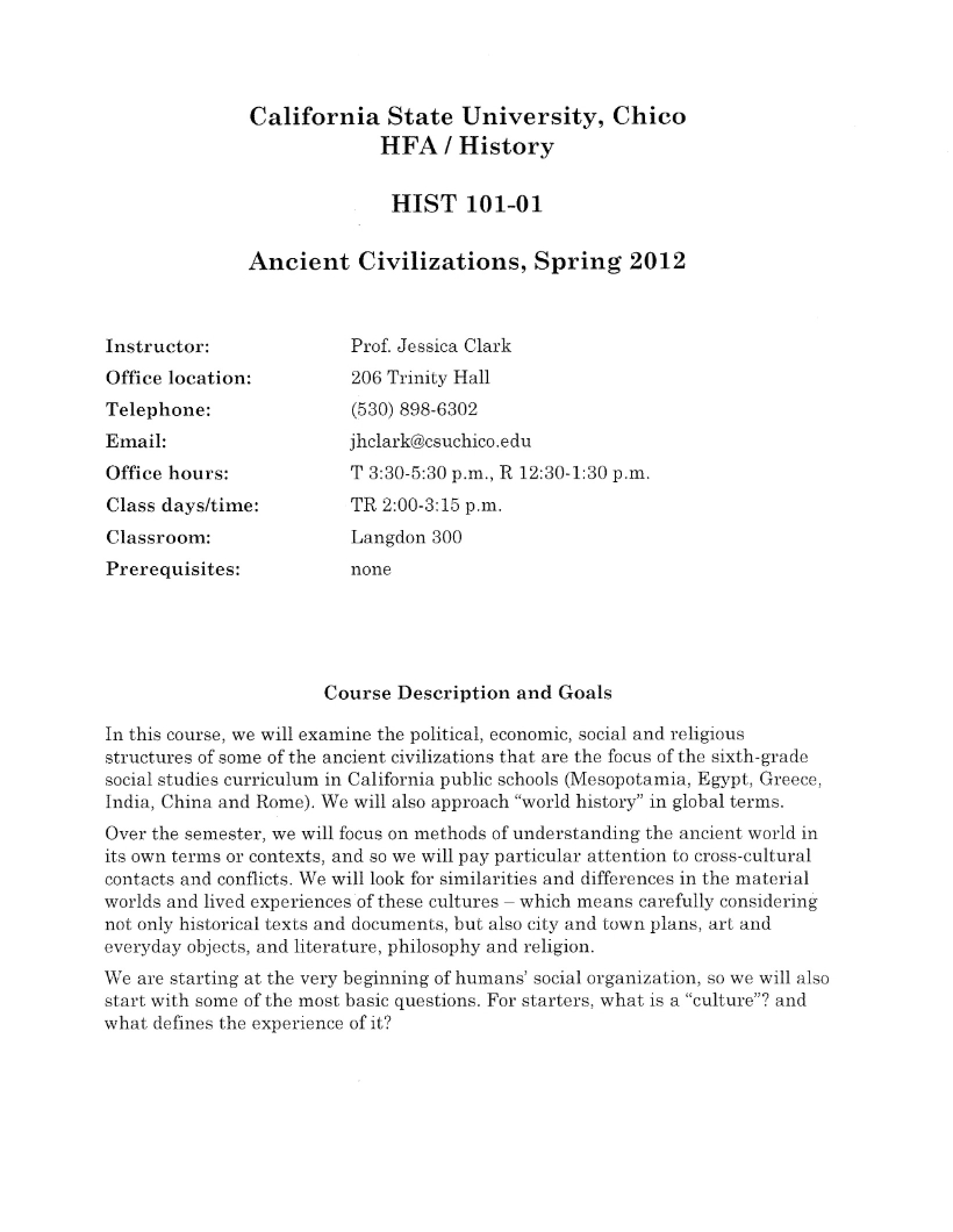HIST 101 Course Syllabus