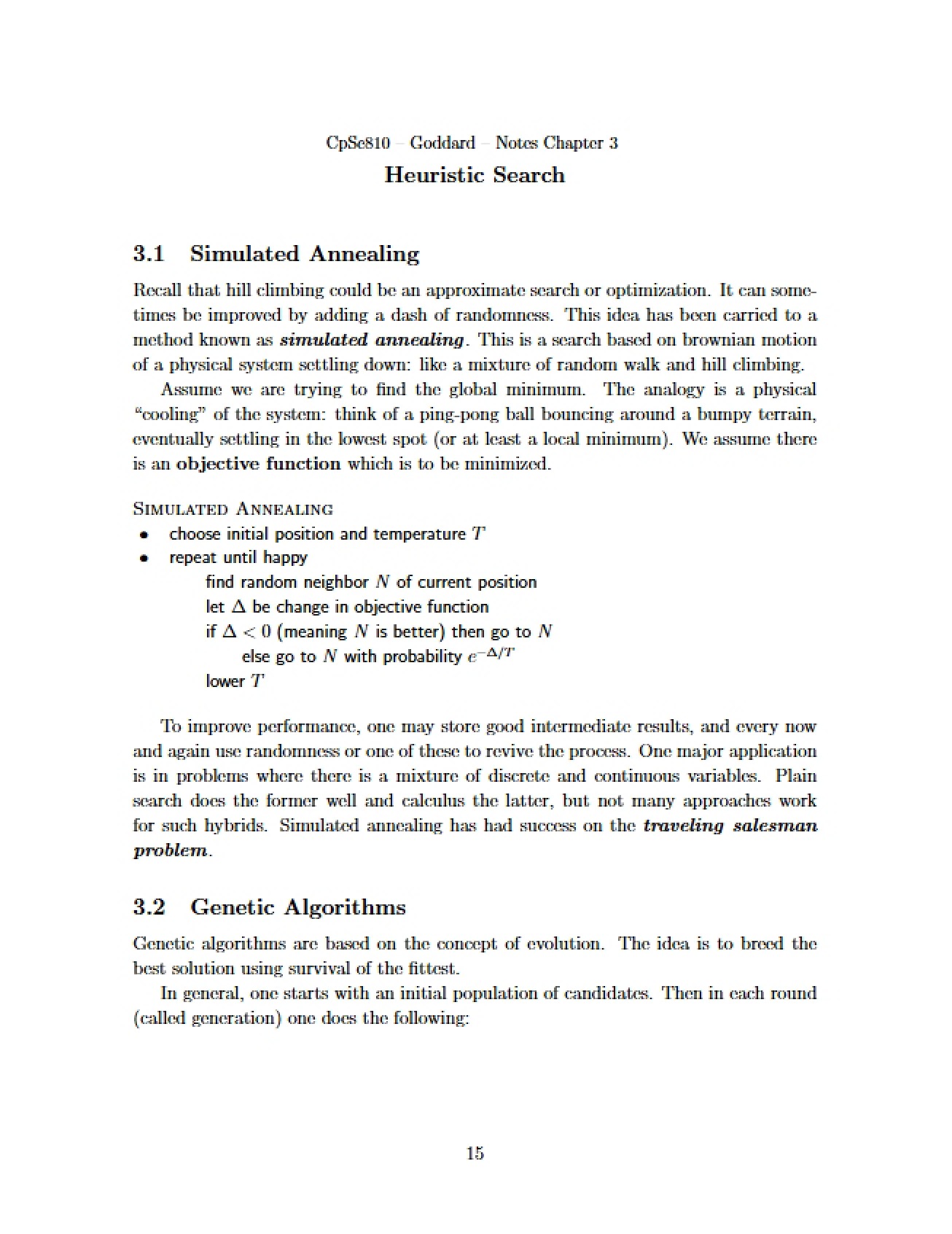 Search Methods using Heuristics