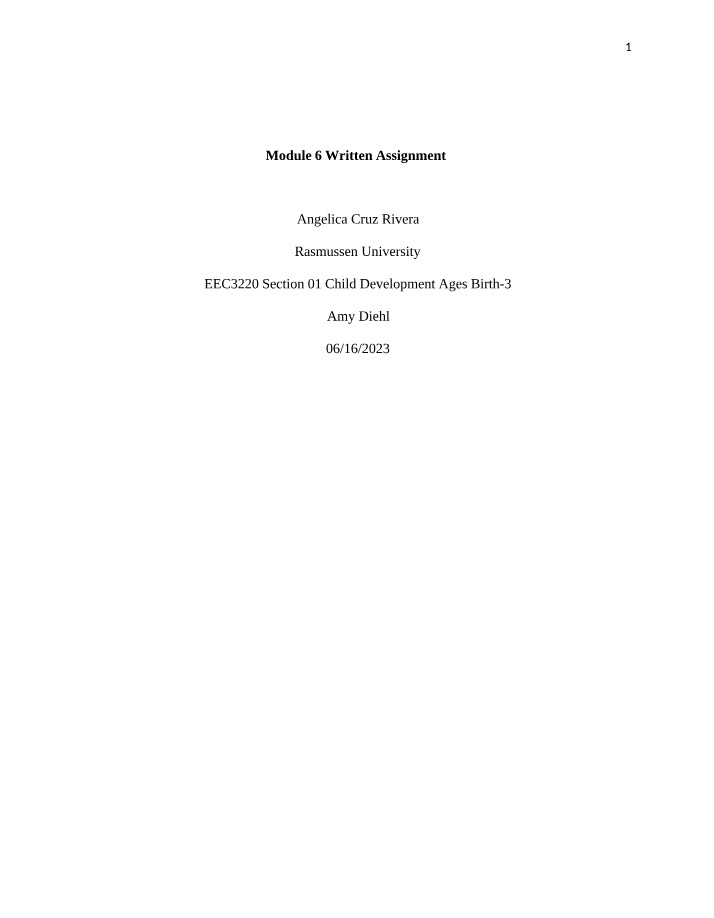 Written Assignment for Module 6