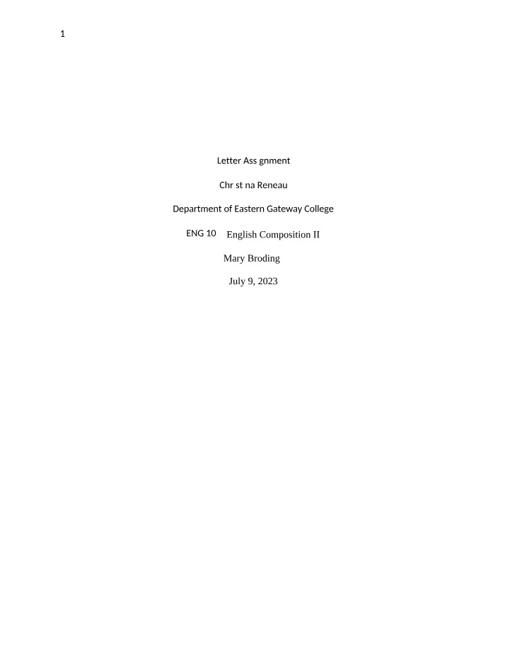 Assignment - Letter