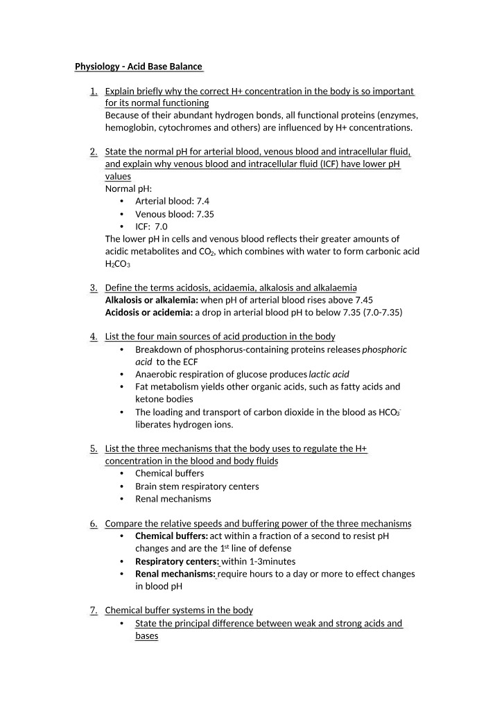 Acid Base Balance - Physiology