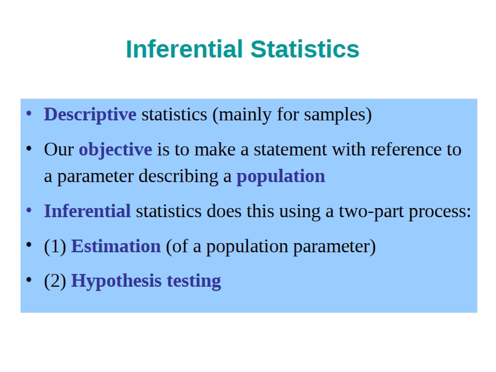 Statistics for Inference