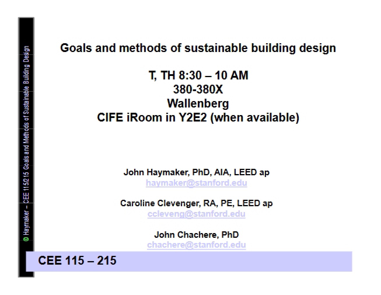 Sustainable Building Projects Lecture Narratives