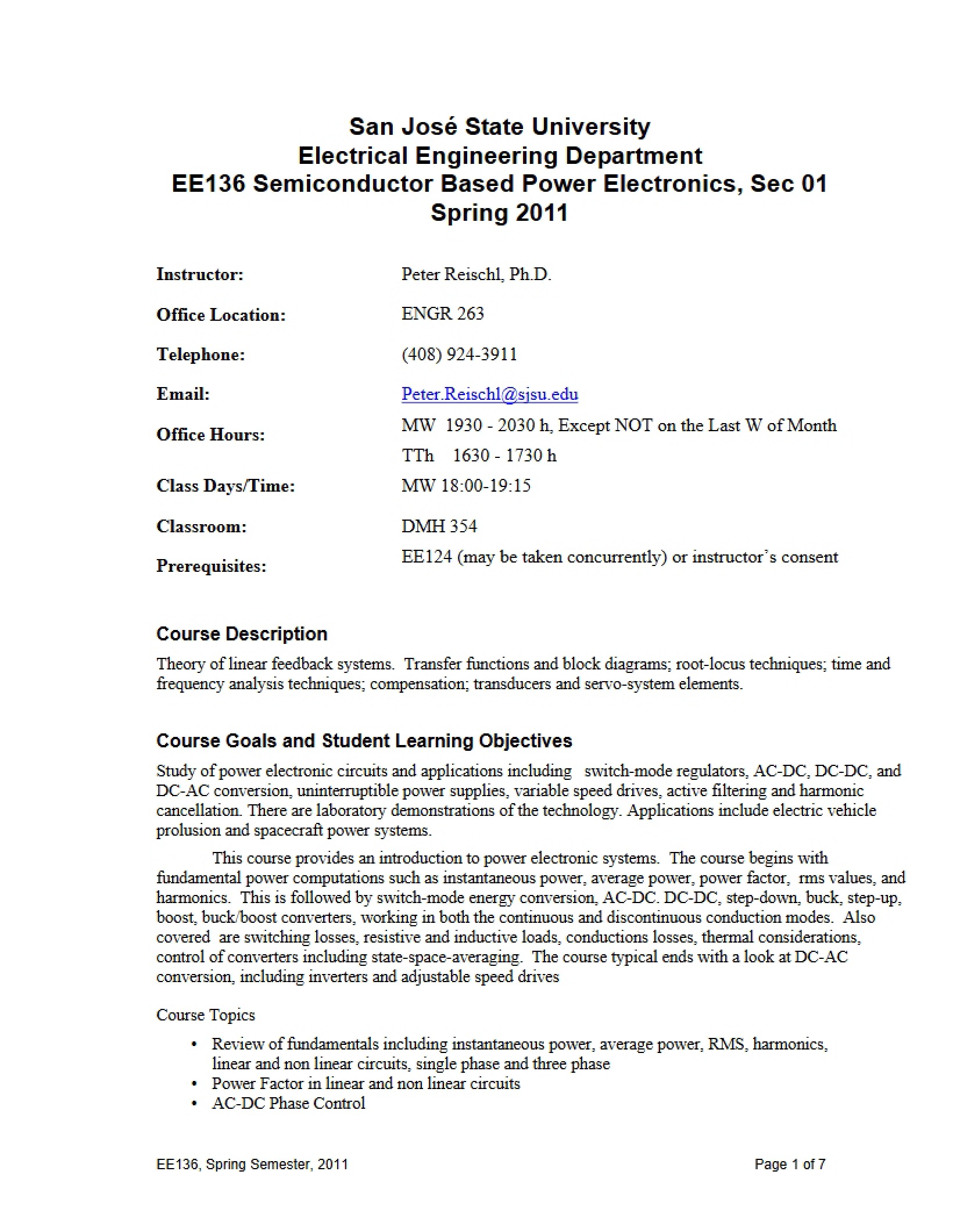 Power Electronics Syllabus