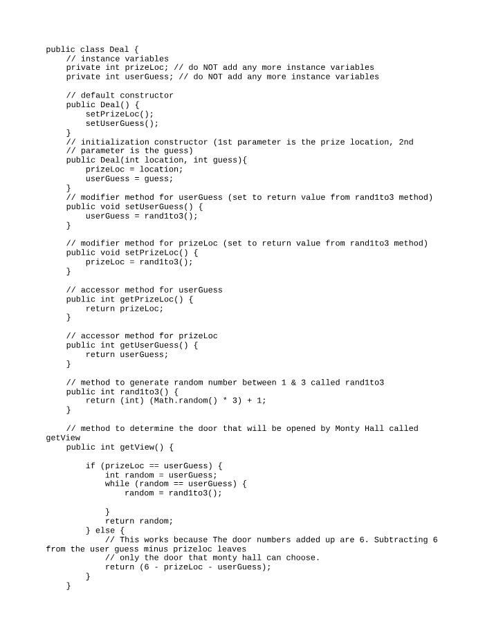 Java Class - Deal