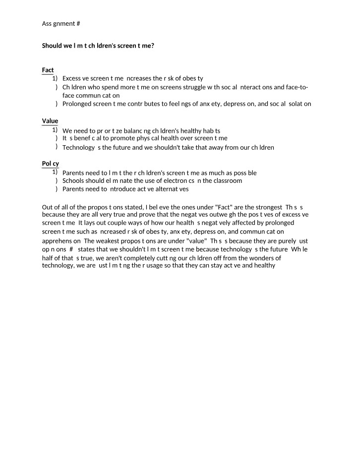 Negative Effects of Excessive Screen Time on Children Analysis