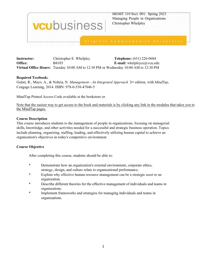 MGMT310 Course Syllabus