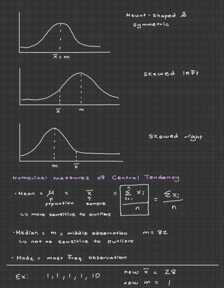 Numerical Measures of Central Tendency and Outliers