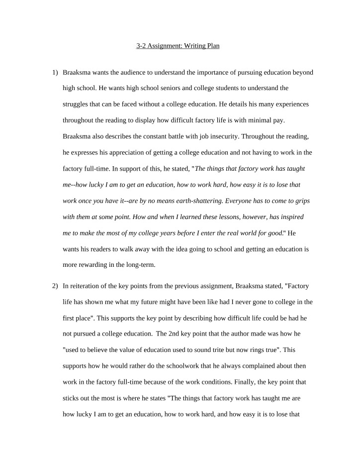 Writing Plan - 3-2 Assignment