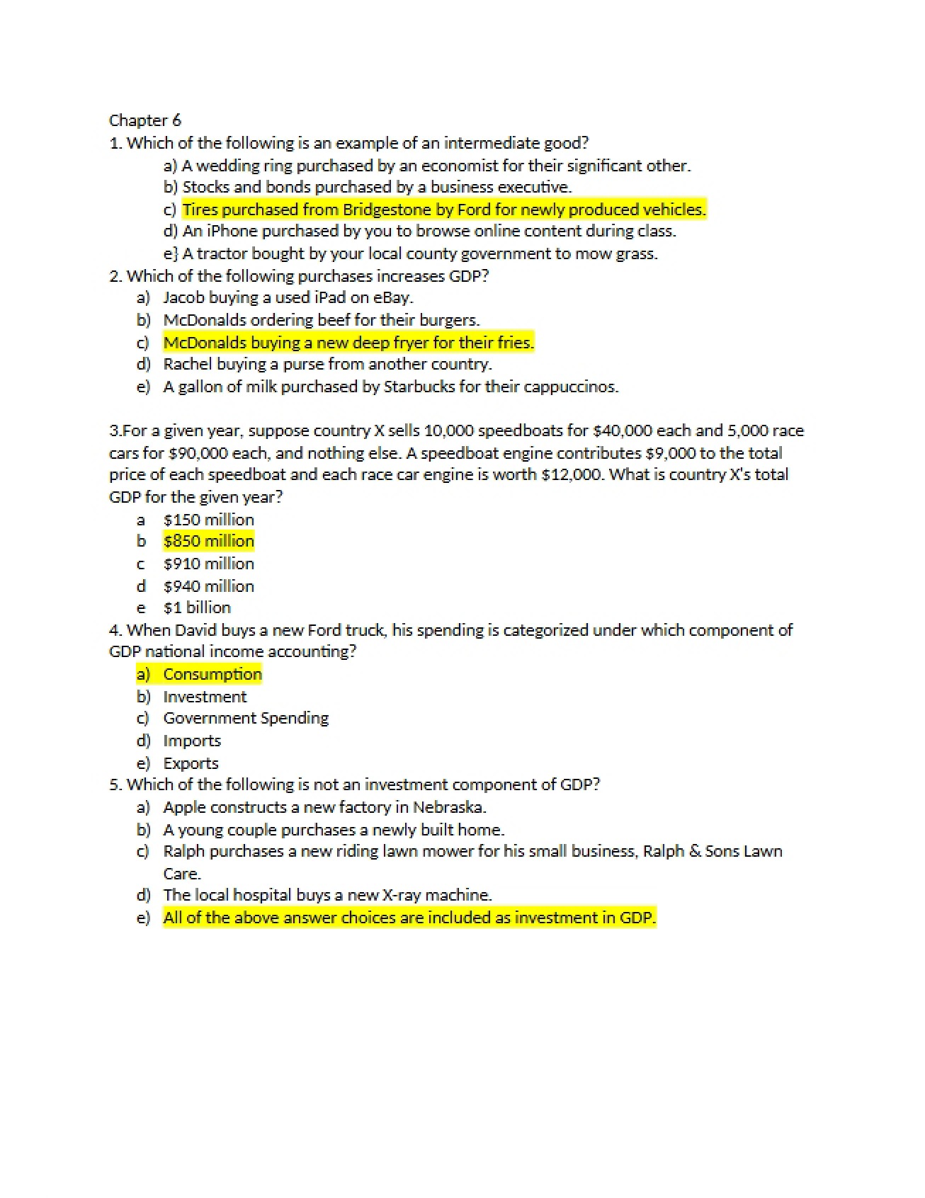 Quiz on Chapter 6