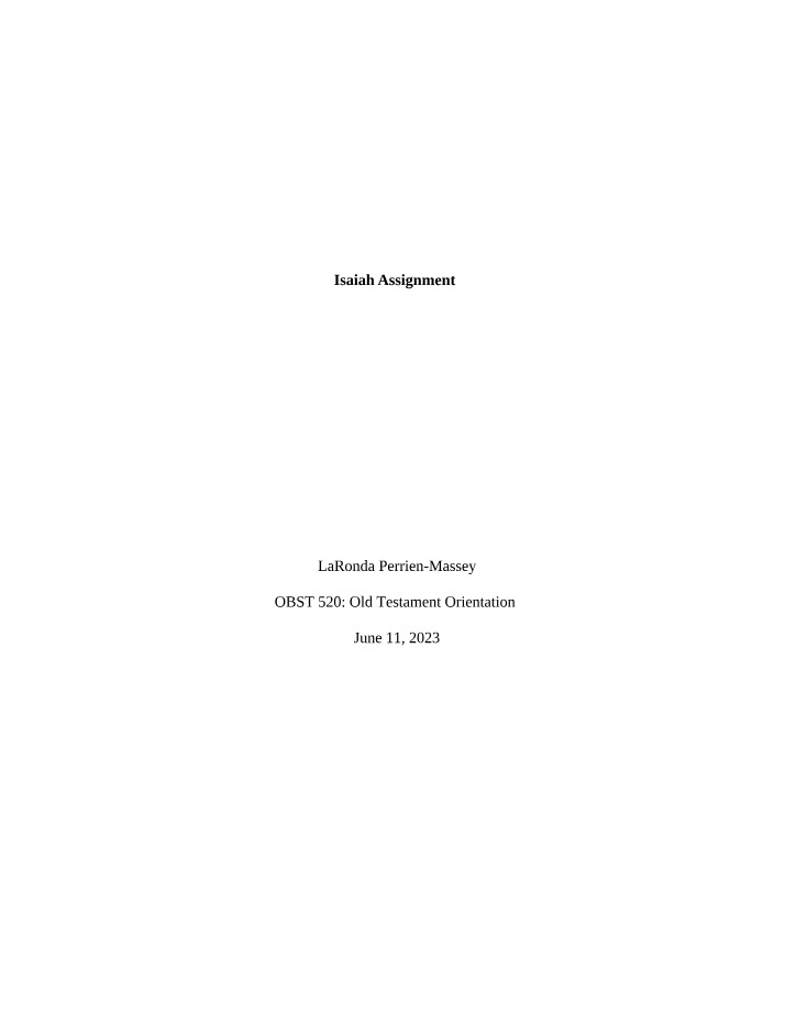 OBST520 - Isaiah Assignment