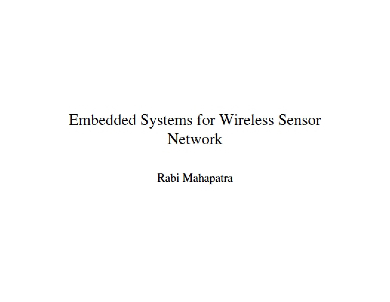 Introduction to Wireless Sensor Networks